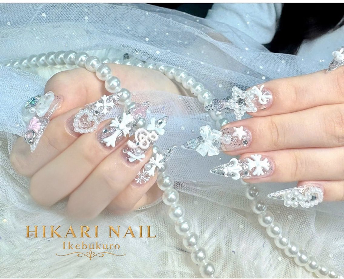 ネイル チークネイル 長さ出し フレンチネイル ガーリー ハロウィン ハンドネイル HikariNail Ikebukuroのネイルデザイン