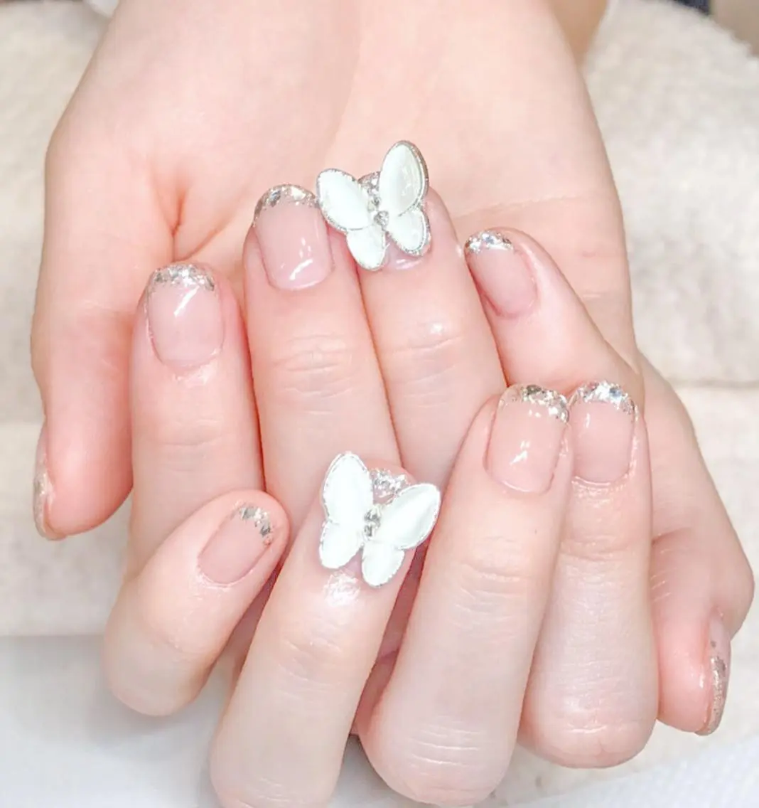 ネイル フレンチネイル ジェルネイル ガラスフレンチ 韓国ネイル 春ネイル Nyanco Nailのネイルデザイン