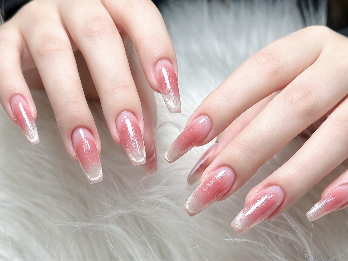 ネイル アートネイル オーロラネイル チークネイル クリアネイル 長さ出し ハンドネイル chili nail salonのネイルデザイン