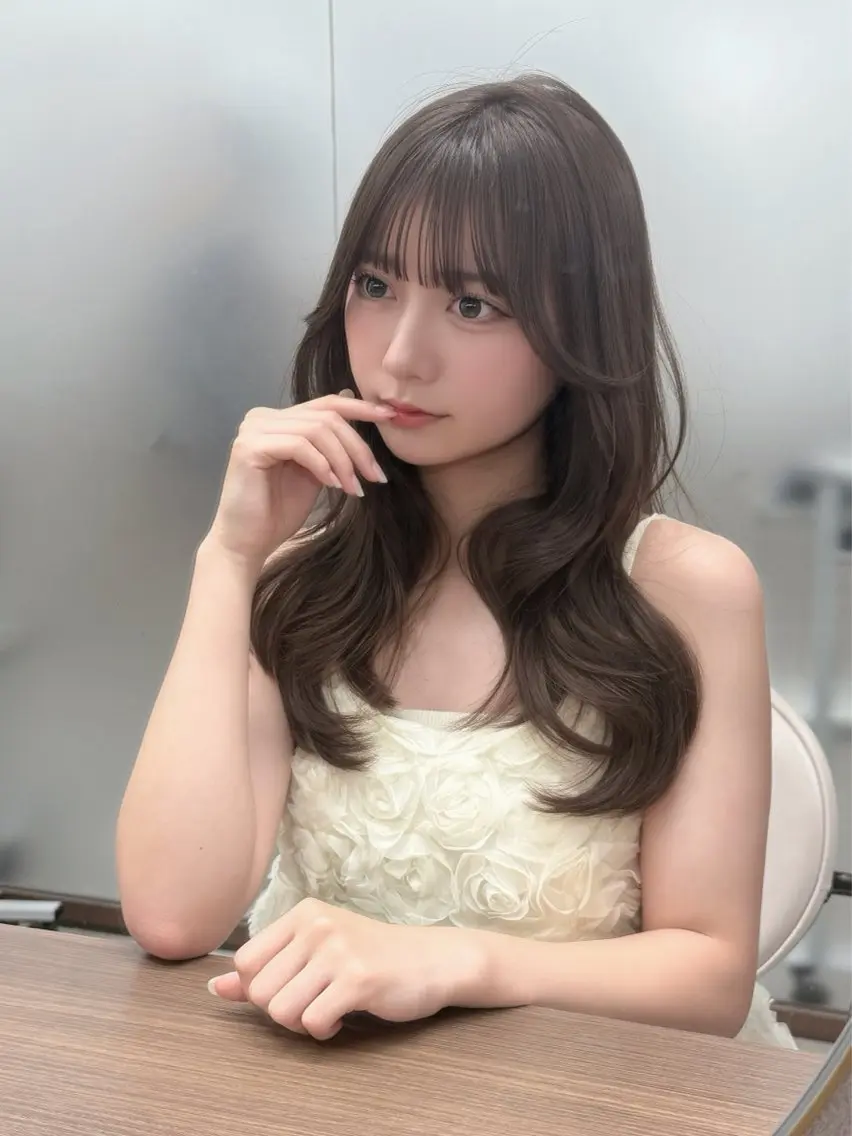 ロング 顔周りカット レイヤーカット カット 結べるレイヤー/ 透明感カラー/和奏のヘアスタイル