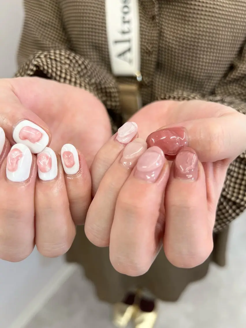 ネイル クリアネイル ジェルネイル グラデーション パラジェル ピンク ハンドネイル ハンドケア Bana_ Nailのネイルデザイン