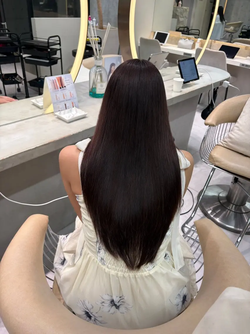 ロング カット ヘアカラー トリートメント 顔周り🇰🇷韓国 レイヤー/モエのヘアスタイル