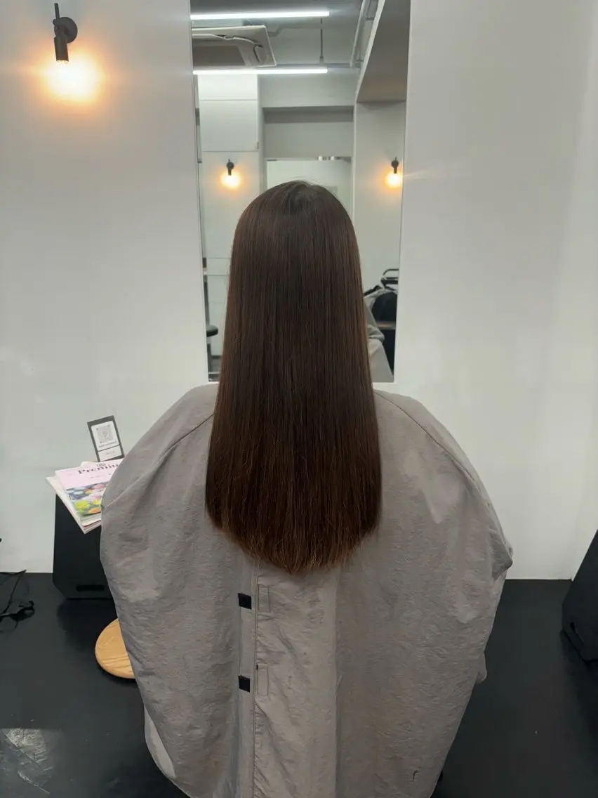 ロング パーマ 縮毛矯正 【ヤマザキアヤメ】 艶カラー/縮毛矯正のヘアスタイル