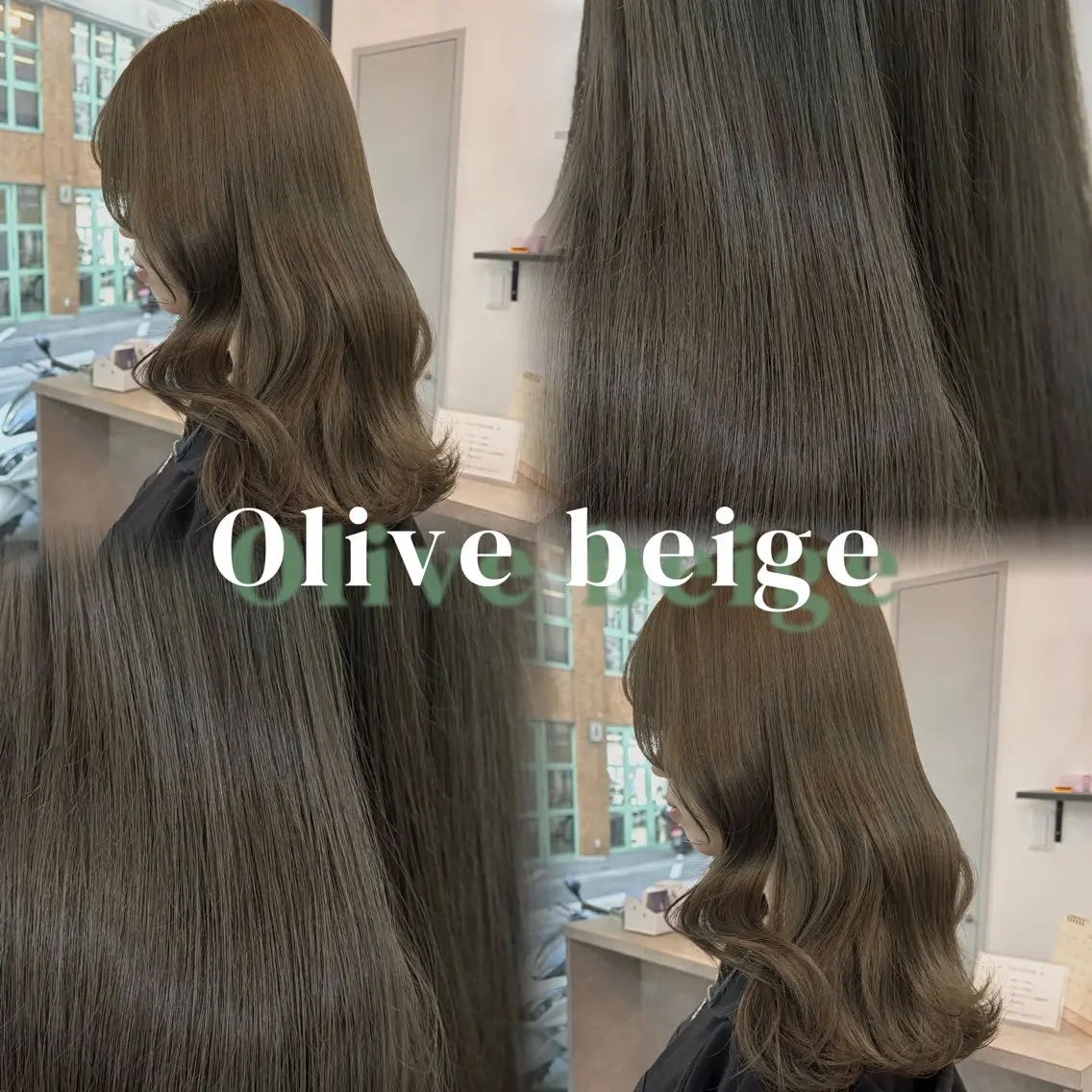 ロング カラー ベージュカラー オリーブベージュ カット ヘアカラー トリートメント ayana/赤み消し オリーブベージュのヘアスタイル
