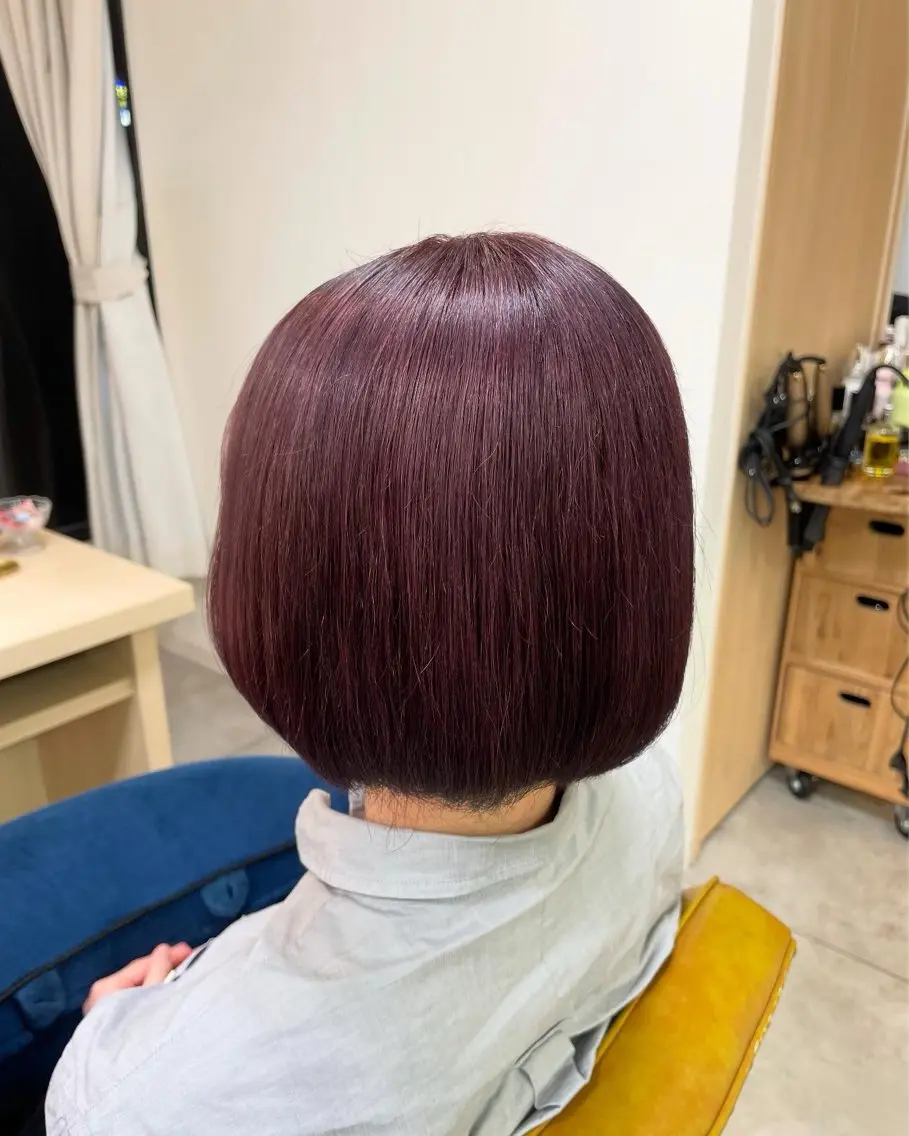 ショート カラー カシス ピンクカラー カットモデル/金山・ 美容院/田口流名のヘアスタイル