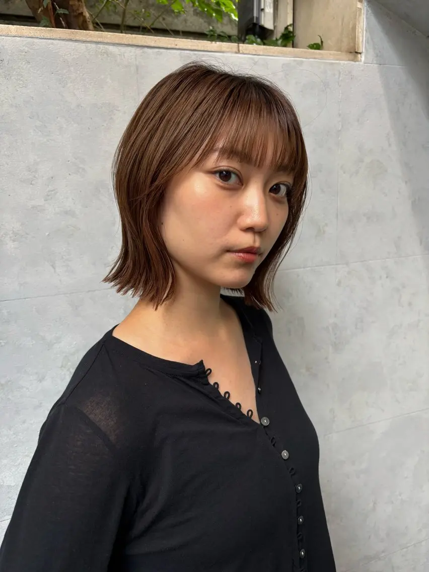 ミディアム カラー ブラウンカラー ボブ カット ヘアカラー Fuu👣ボブ/ボブ ヘア/ベージュカラーのヘアスタイル