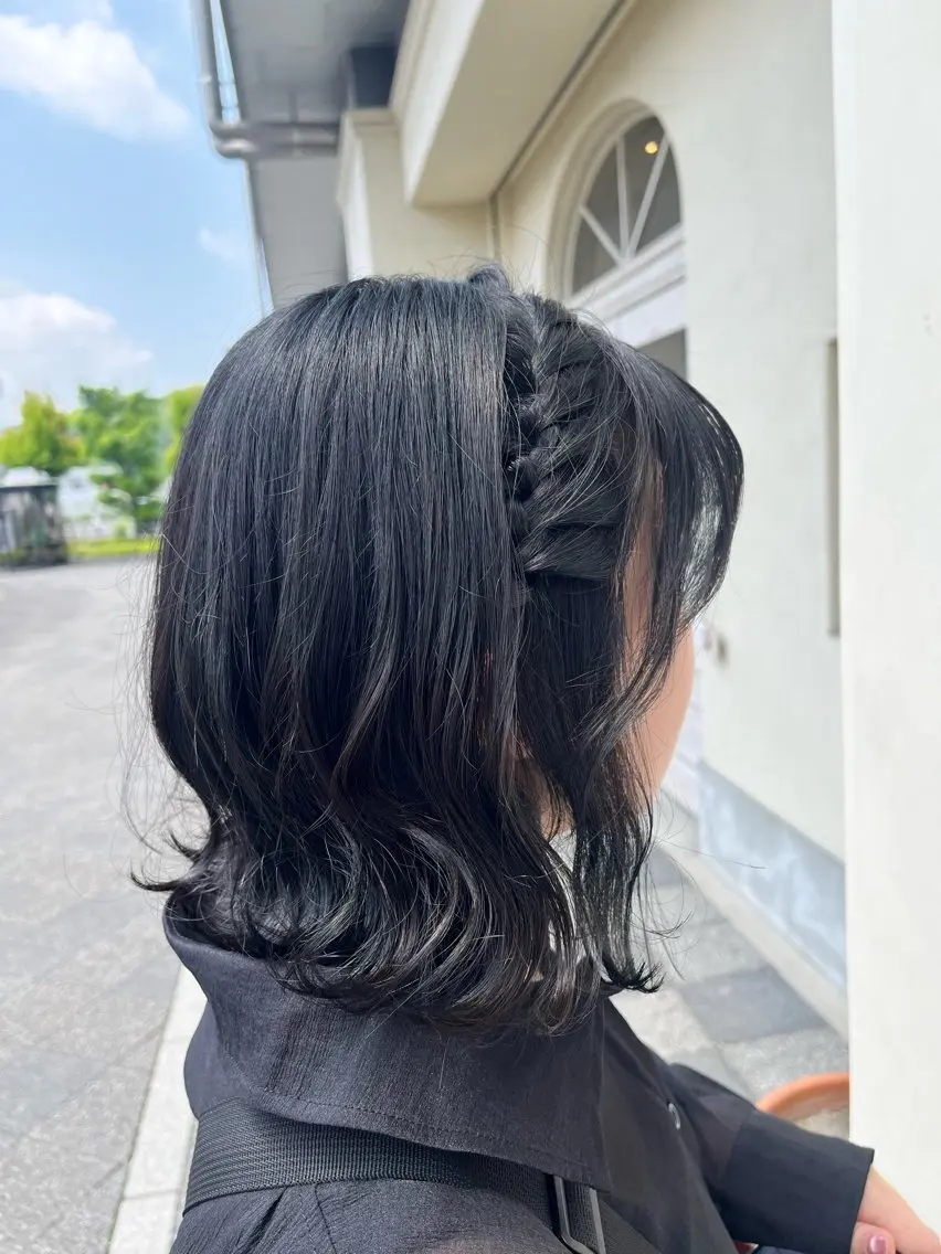 カラー 黒髪 ブルーカラー ブルーブラック カット ヘアカラー Ayumi/髪質改善 レイヤー/ネイルのヘアスタイル