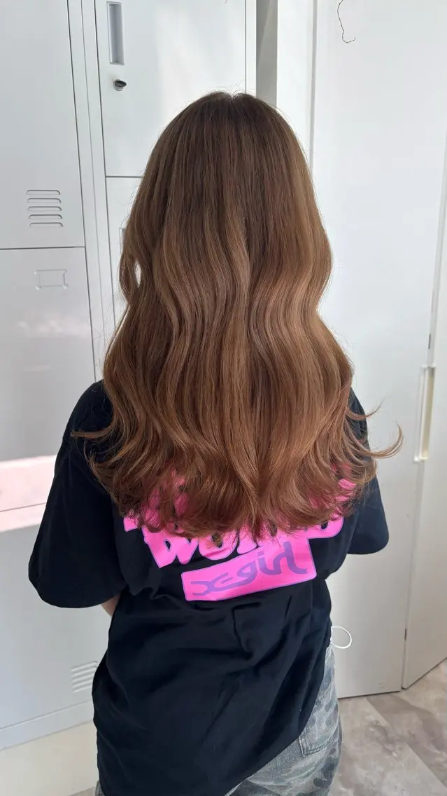 カラー 黒髪 ブリーチ ブラウンカラー ヘアカラー トリートメント recipe la couleurちずのヘアスタイル