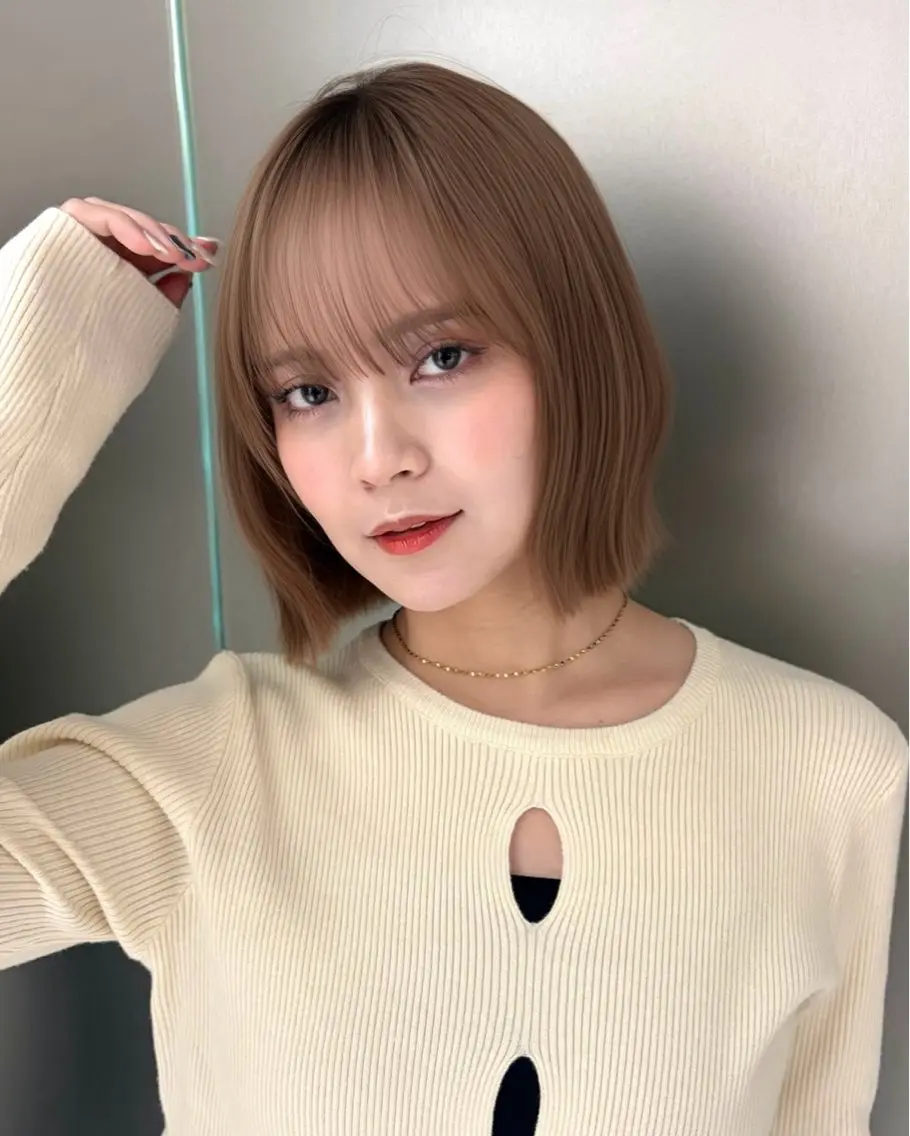 ショート カラー ベージュカラー 透明感カラー ボブ カット ヘアカラー あやか/横浜/ ボブ/透明感カラーのヘアスタイル