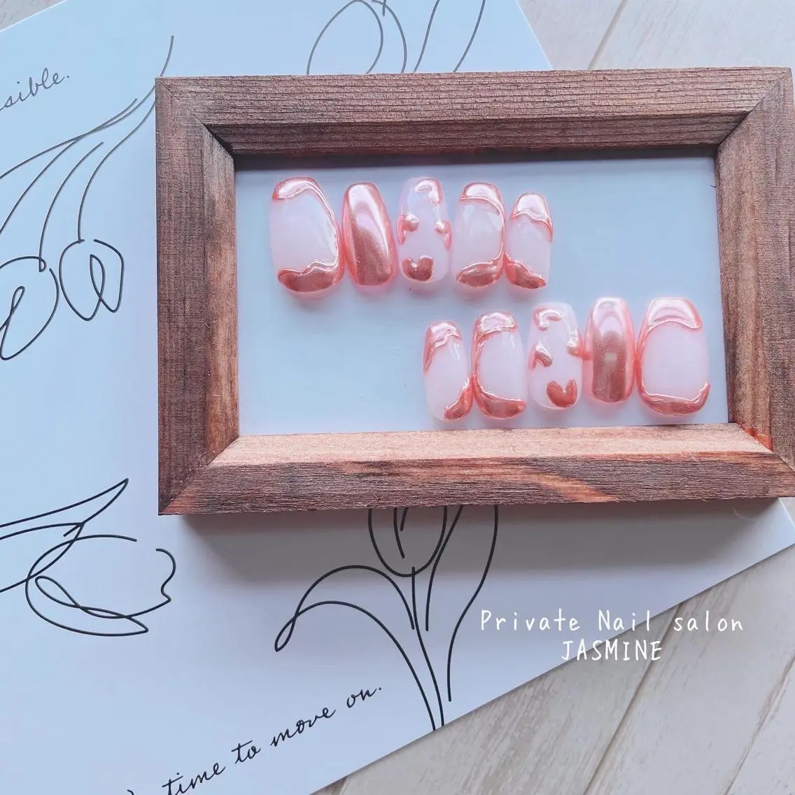 ネイル アートネイル ミラーネイル ピンク Nail salon JASMINEのネイルデザイン