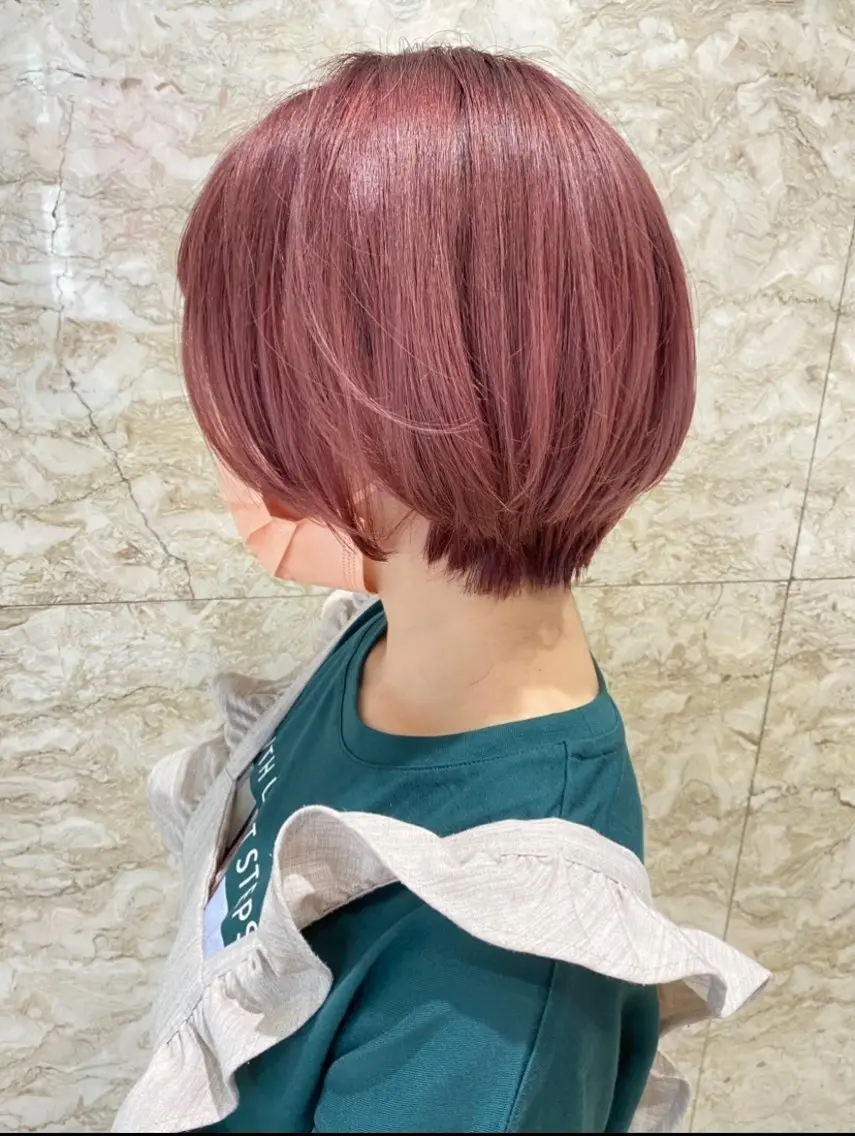 ショート カラー ショートボブ ピンクカラー バイオレットカラー ボブ ショートヘア カット ヘアカラー トリートメント erika /韓国ヘアのヘアスタイル
