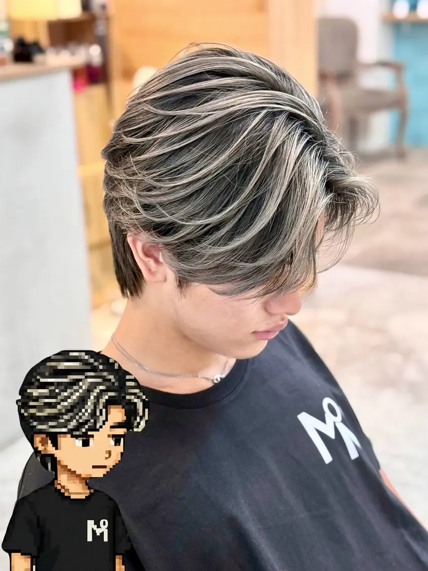 ショート カラー メンズ メンズバレイヤージュ バレイヤージュ レイヤーカット カット ヘアカラー トリートメント バレイヤージュ/ シャドウルーツ/安室のヘアスタイル