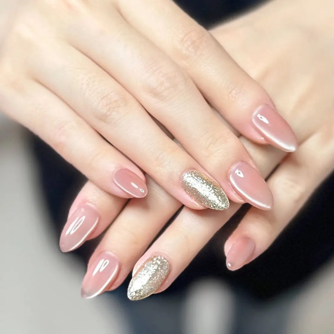 ネイル アートネイル オーロラネイル チークネイル フレンチネイル ガラスフレンチ 🎀YooLi Nail salonのネイルデザイン