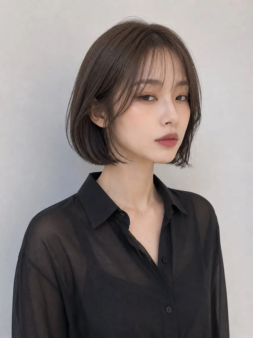 ミディアム ボブ 髪質改善 韓国風ヘア レイヤーカット 縮毛矯正 カット ヘアカラー トリートメント 髪質改善/レイヤー/ 佐藤　舞🌷🫧のヘアスタイル