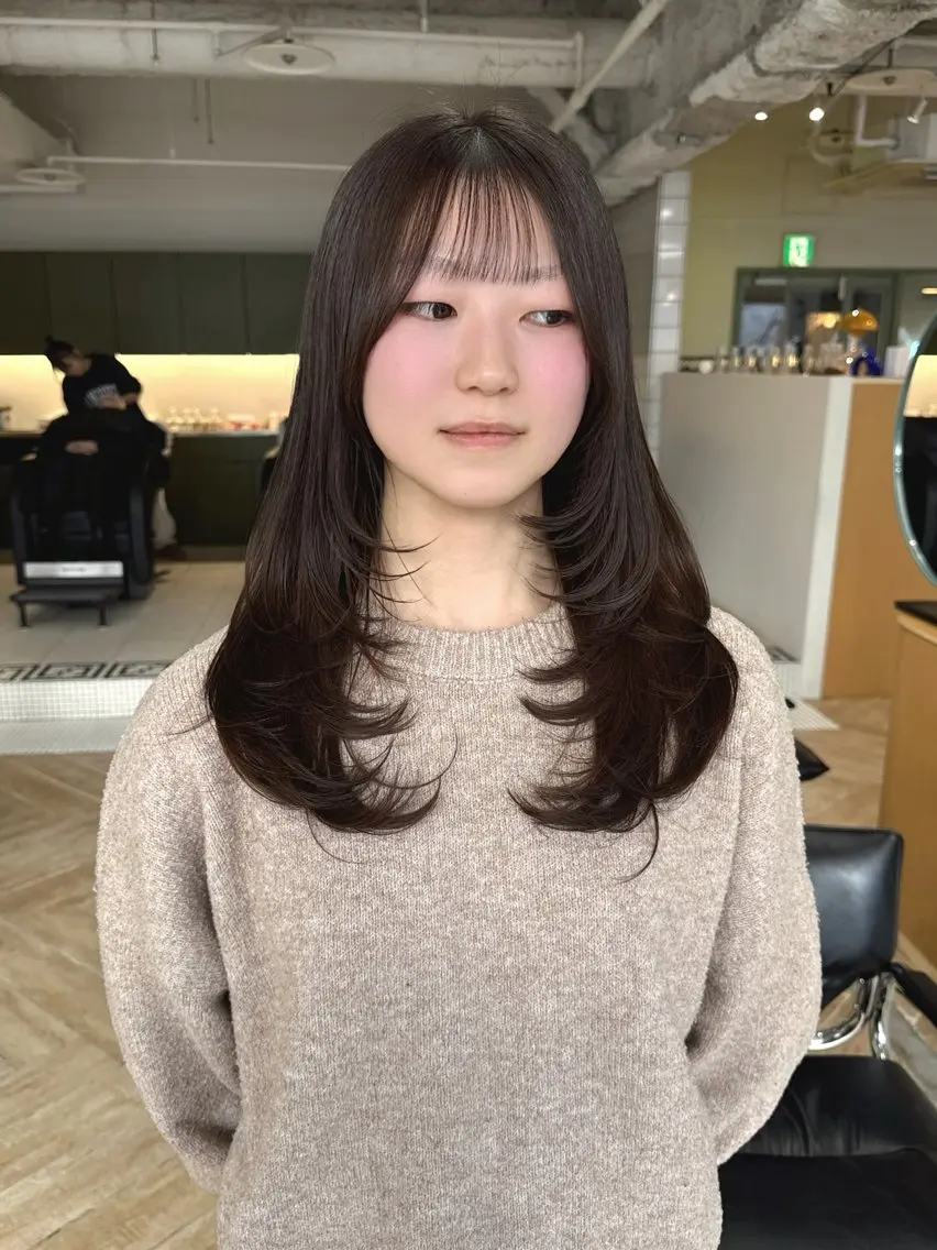 ミディアム カット ヘアカラー トリートメント ダブルカラーベージュ 新潟/万代/髙橋魁真のヘアスタイル