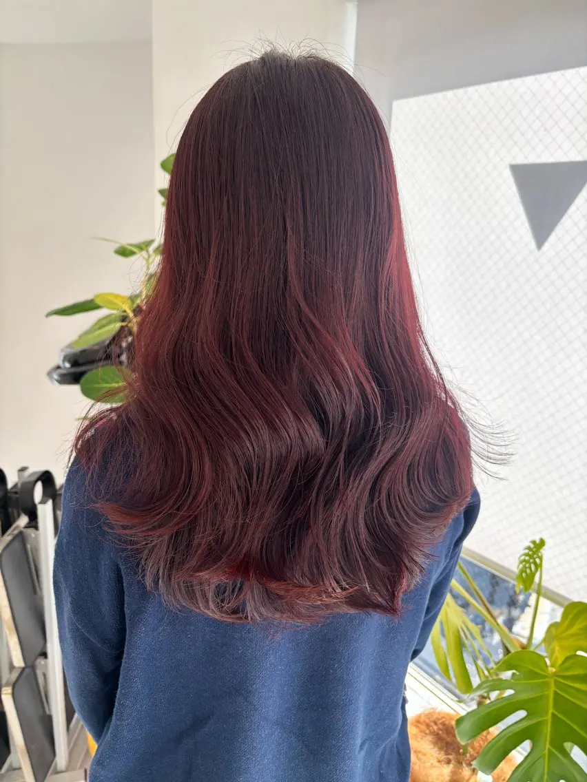 ロング カラー ブリーチ ダブルカラー ブリーチなしカラー レッドカラー ヘアカラー 💐レイヤー/透明感 カラー💐智口彩香のヘアスタイル