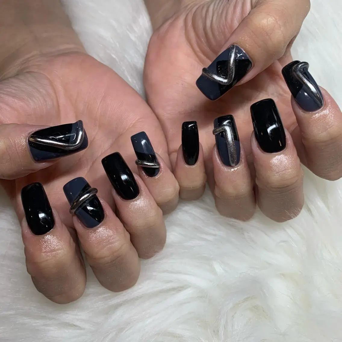 ネイル アートネイル ハート ロングネイル スカルプネイル スクエアネイル happiness nailのネイルデザイン