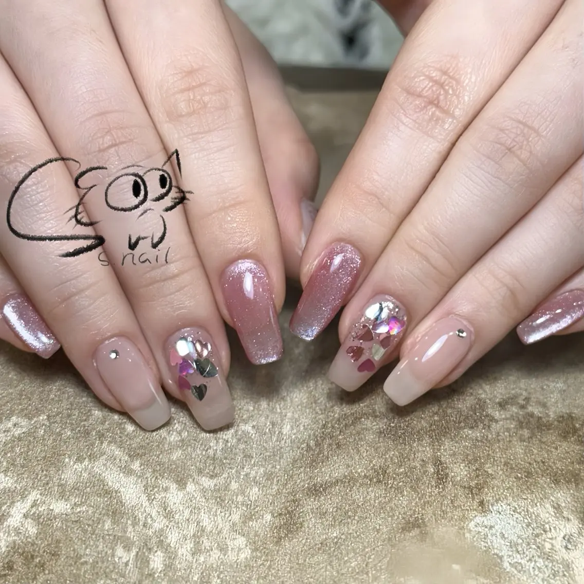 ネイル フレンチネイル ジェルネイル キラキラネイル ラメ(グリッター) マグネットネイル S.nail _のネイルデザイン