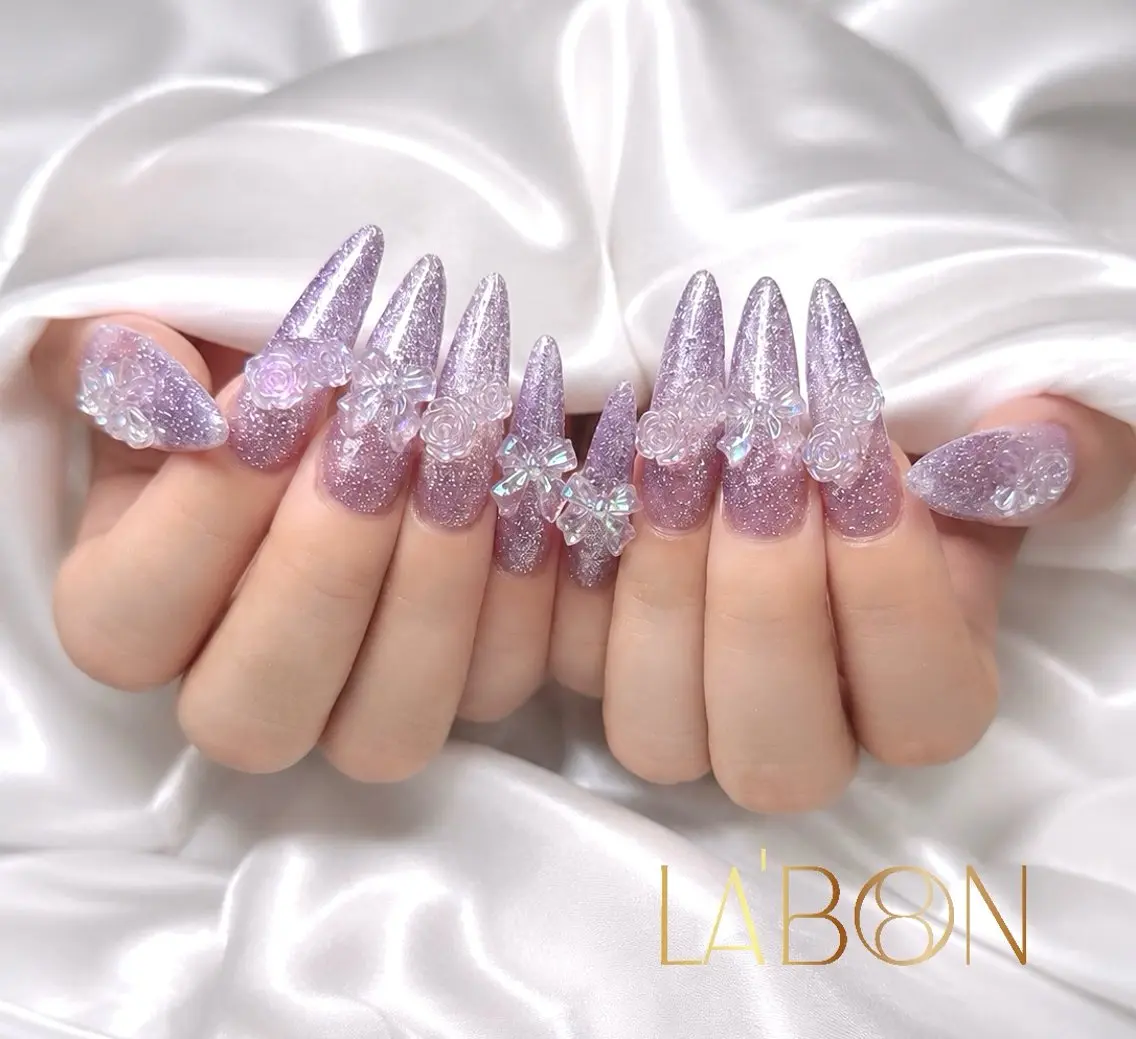ネイル アートネイル ジェルネイル キラキラネイル 韓国ネイル ロングネイル Labon Nails Artのネイルデザイン