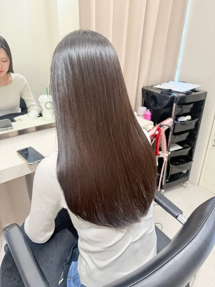 ロング パーマ カット 縮毛矯正 トリートメント haru 髪質改善サロンのヘアスタイル