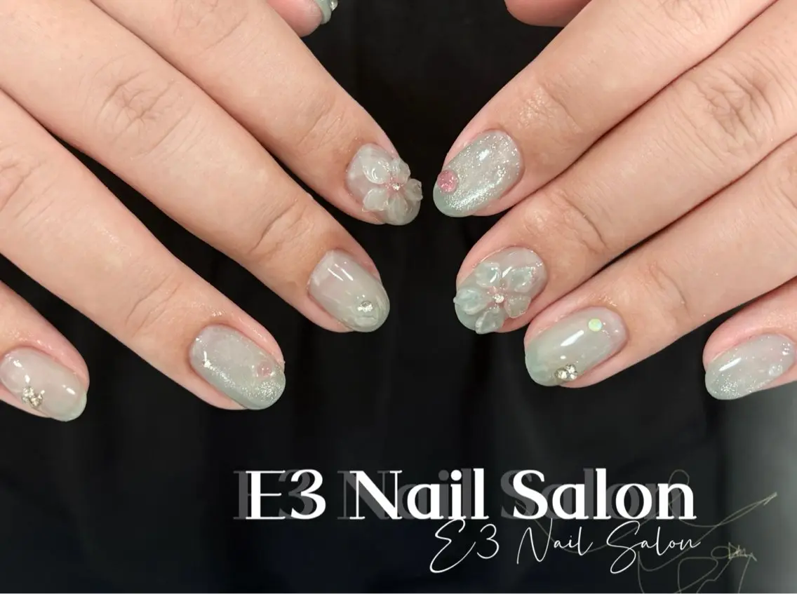 ネイル アニマル柄 オーロラネイル べっ甲ネイル ボルドー ブラウン ハンドネイル E3 Nail Salonのネイルデザイン