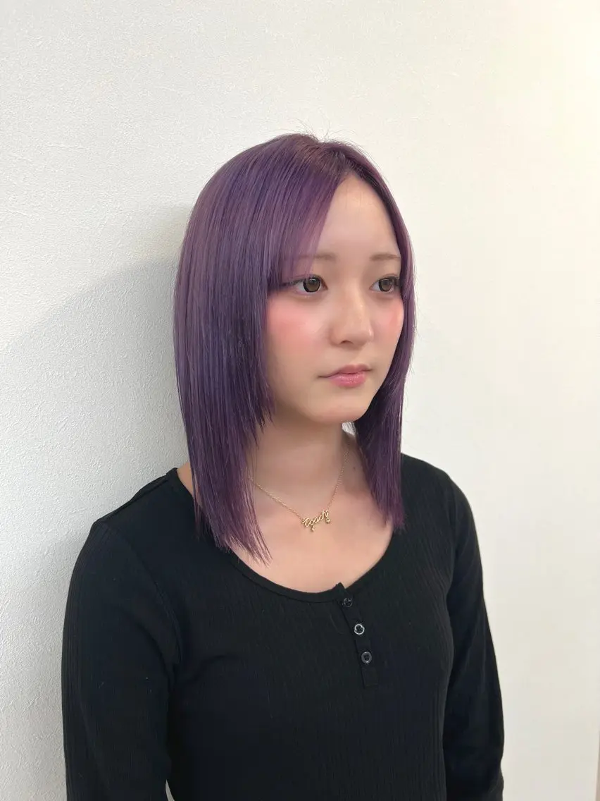 ミディアム カラー ブリーチ ケアブリーチ ラベンダーカラー ヘアカラー ブリーチカラー🦋‪ 田中さくらのヘアスタイル