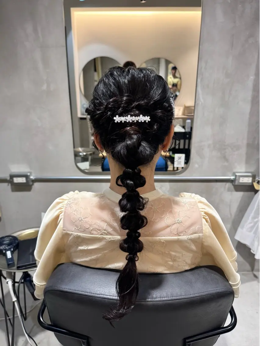 ヘアアレンジ ポニーテール ヘアセット 𝐇𝐢𝐧𝐚 ⟡.·のヘアスタイル