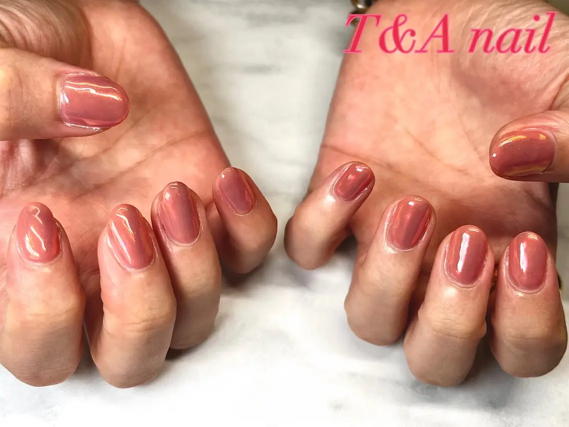 ネイル 長さ出し ジェルネイル ミラーネイル ニュアンスネイル ワンカラーネイル T&A nailのネイルデザイン