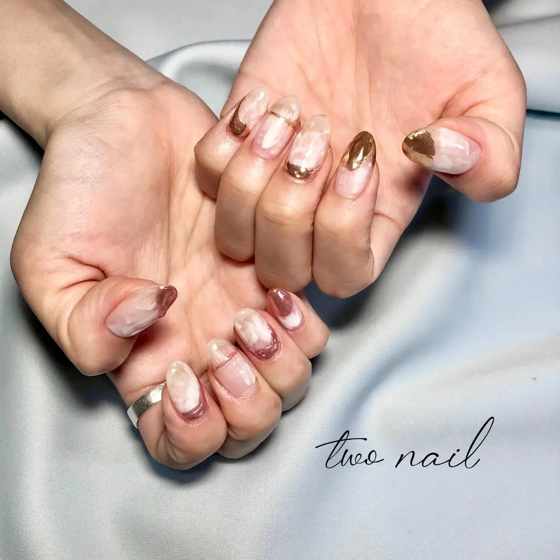 ネイル アートネイル フットネイル ハート ニュアンスネイル ホワイト two nailのネイルデザイン