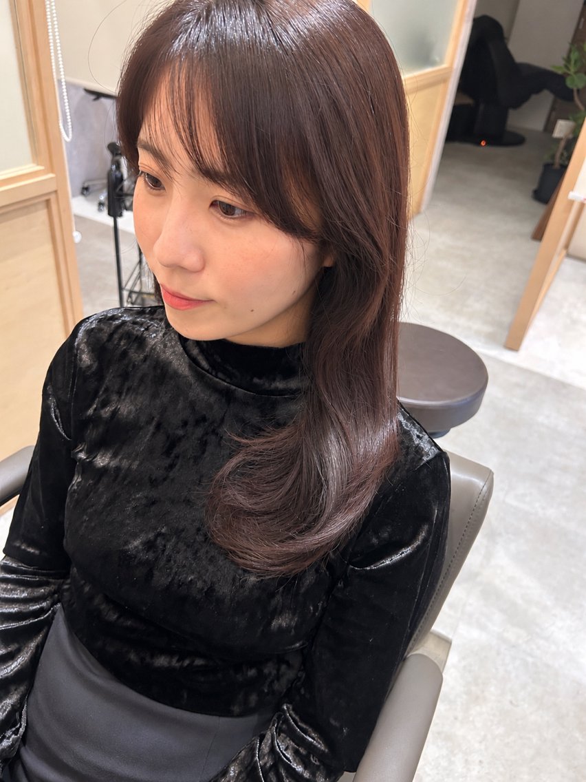 セミロング カラー 髪質改善 トリートメント カット ヘアカラー トリートメント ヘッドスパ 久木原 ゆりのヘアスタイル