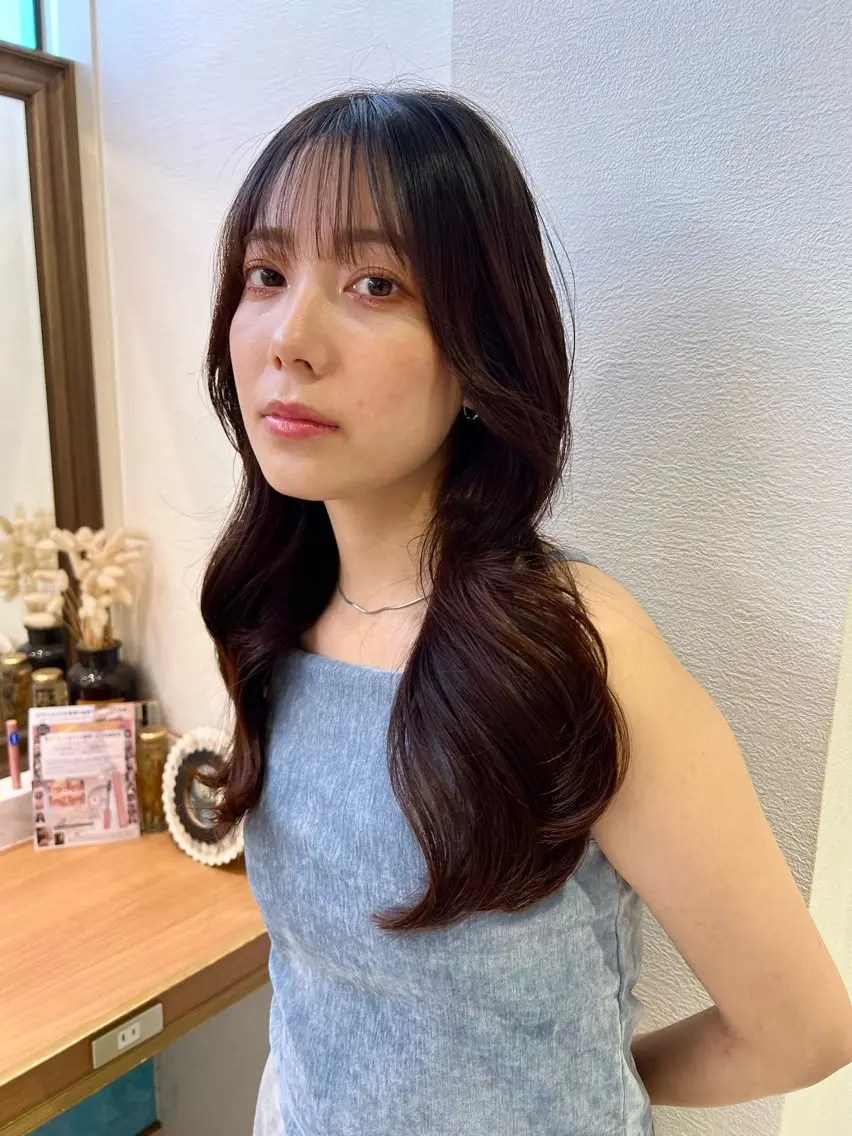 セミロング 韓国風ヘア カット ヘアカラー トリートメント ‎🤍レイヤー/ 縮毛矯正🖤菊池瑛士のヘアスタイル