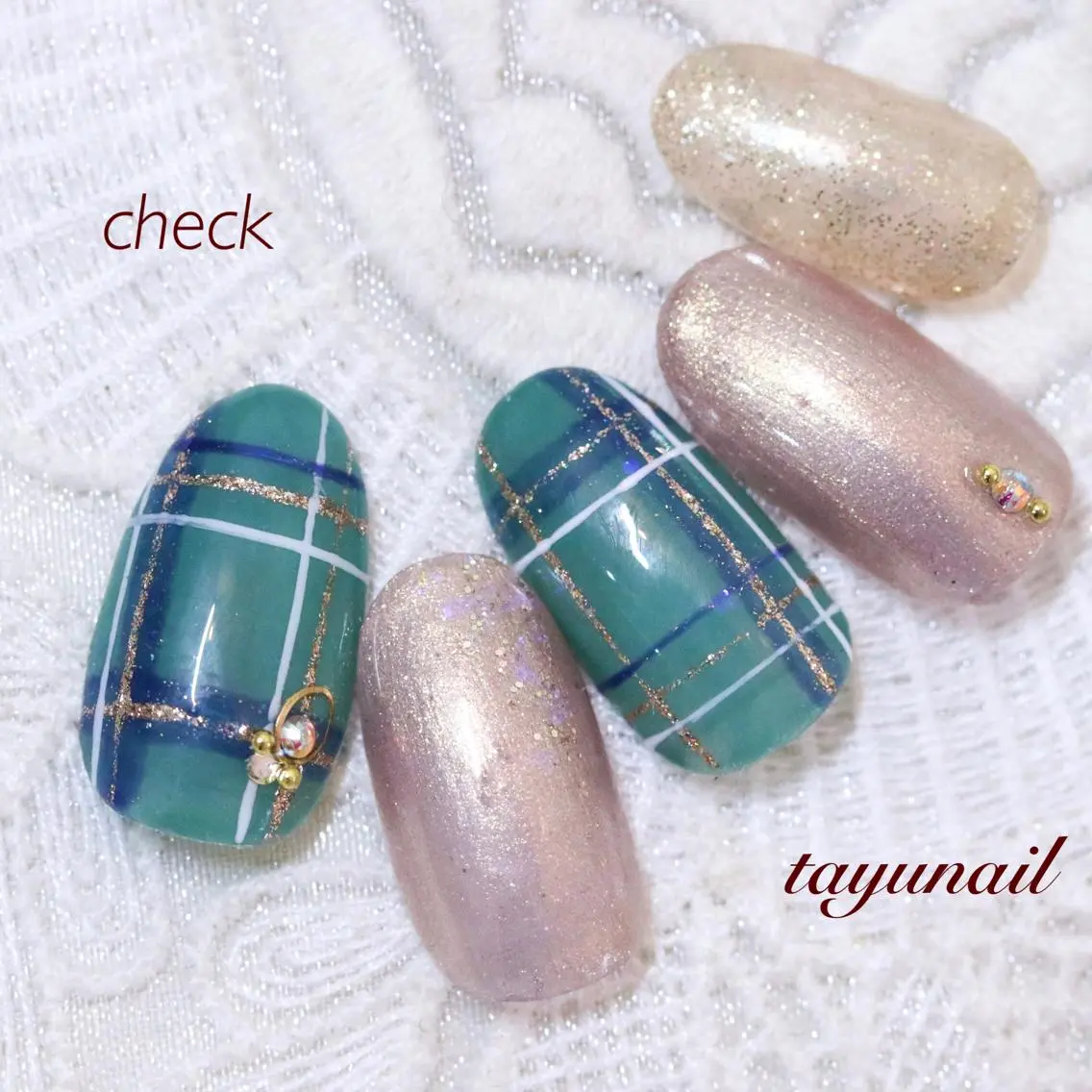 ネイル アニマル柄 ジェルネイル グリーン パラジェル ブライダルネイル ネイルサロン 【たゆnail】のネイルデザイン
