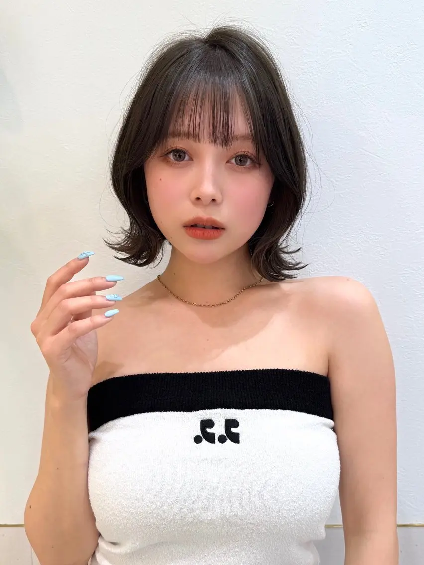 ミディアム カット ヘアカラー トリートメント 新宿/髪質改善/ボブ 韓国レイヤー大重聖斗のヘアスタイル
