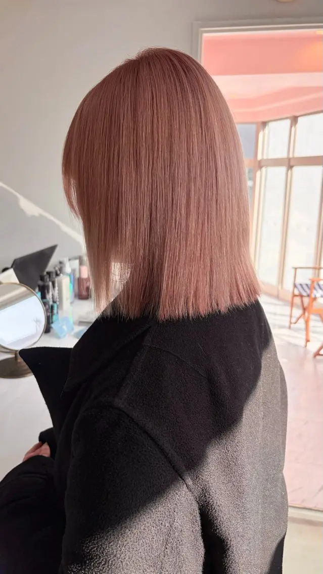 ミディアム カラー ベージュカラー ブリーチ ピンクカラー ピンクベージュ ヘアカラー トリートメント ヘアセット レイン🌏🌱 似合わせ/ハイトーンのヘアスタイル