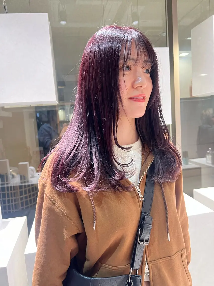 ロング カラー ブリーチ ダブルカラー ラベンダーカラー ブリーチなしカラー ピンクカラー 鹿児島美容室 NATSUKIのヘアスタイル