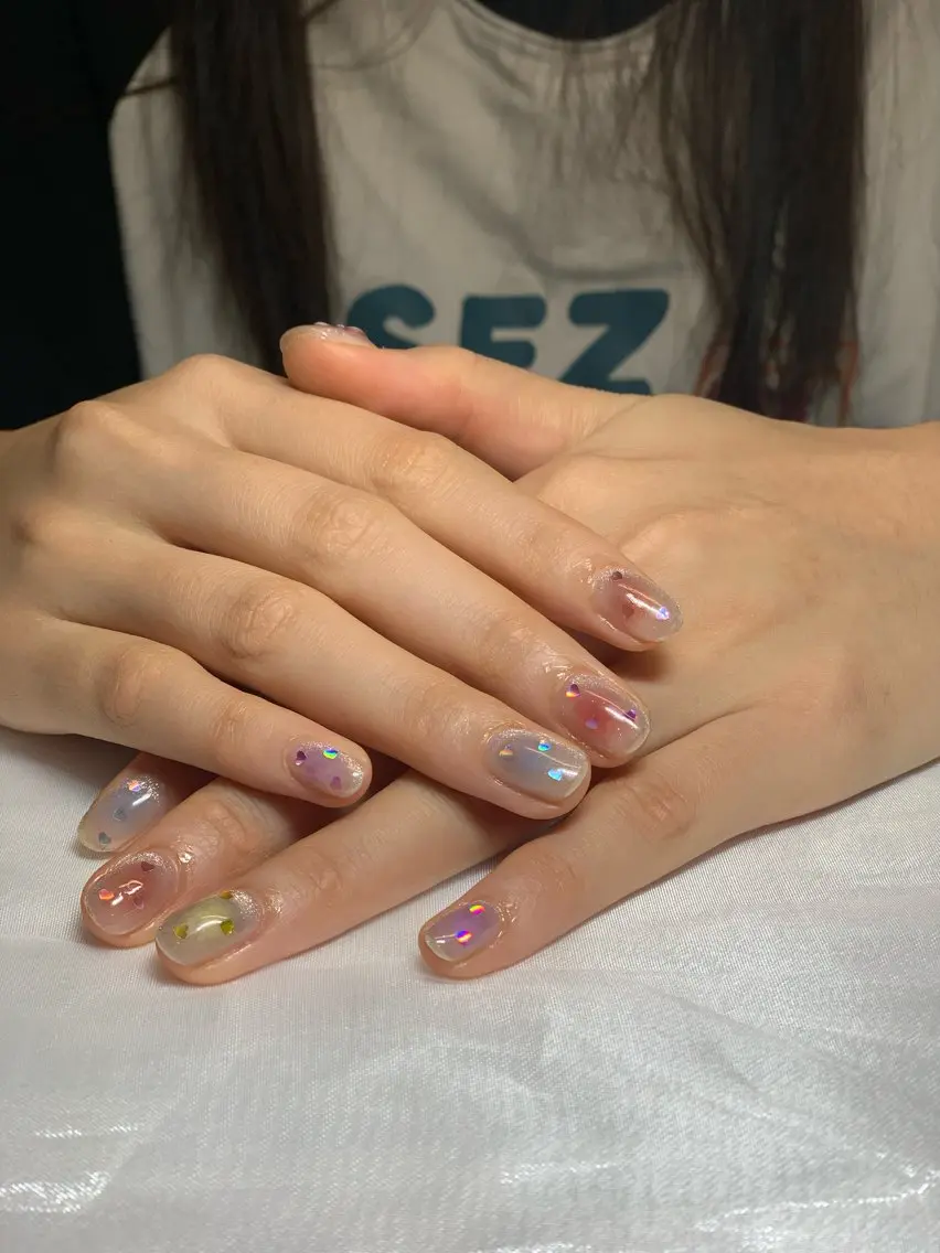 ネイル チークネイル ショートネイル シンプルネイル xinh nailsのネイルデザイン