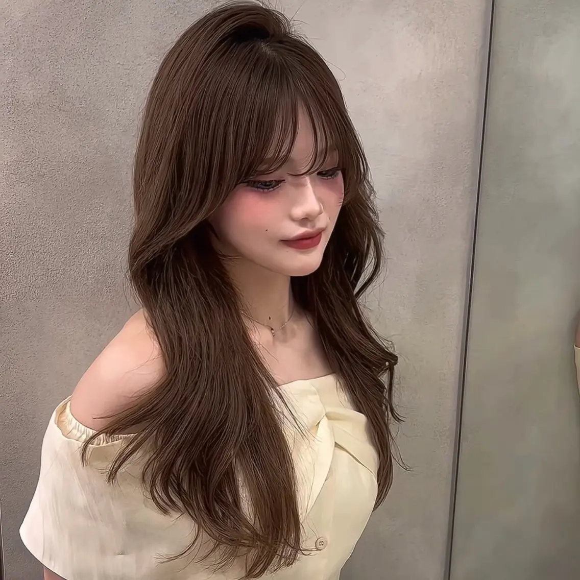 ロング カラー ヘアアレンジ カット ヘアカラー トリートメント ヘアセット 韓国ヘア/レイヤー/ 🩶ツブラ🩶のヘアスタイル