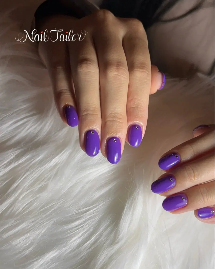 ネイル ハート パープル ショートネイル シンプルネイル ハンドネイル NailTailor ネイルテイラーのネイルデザイン