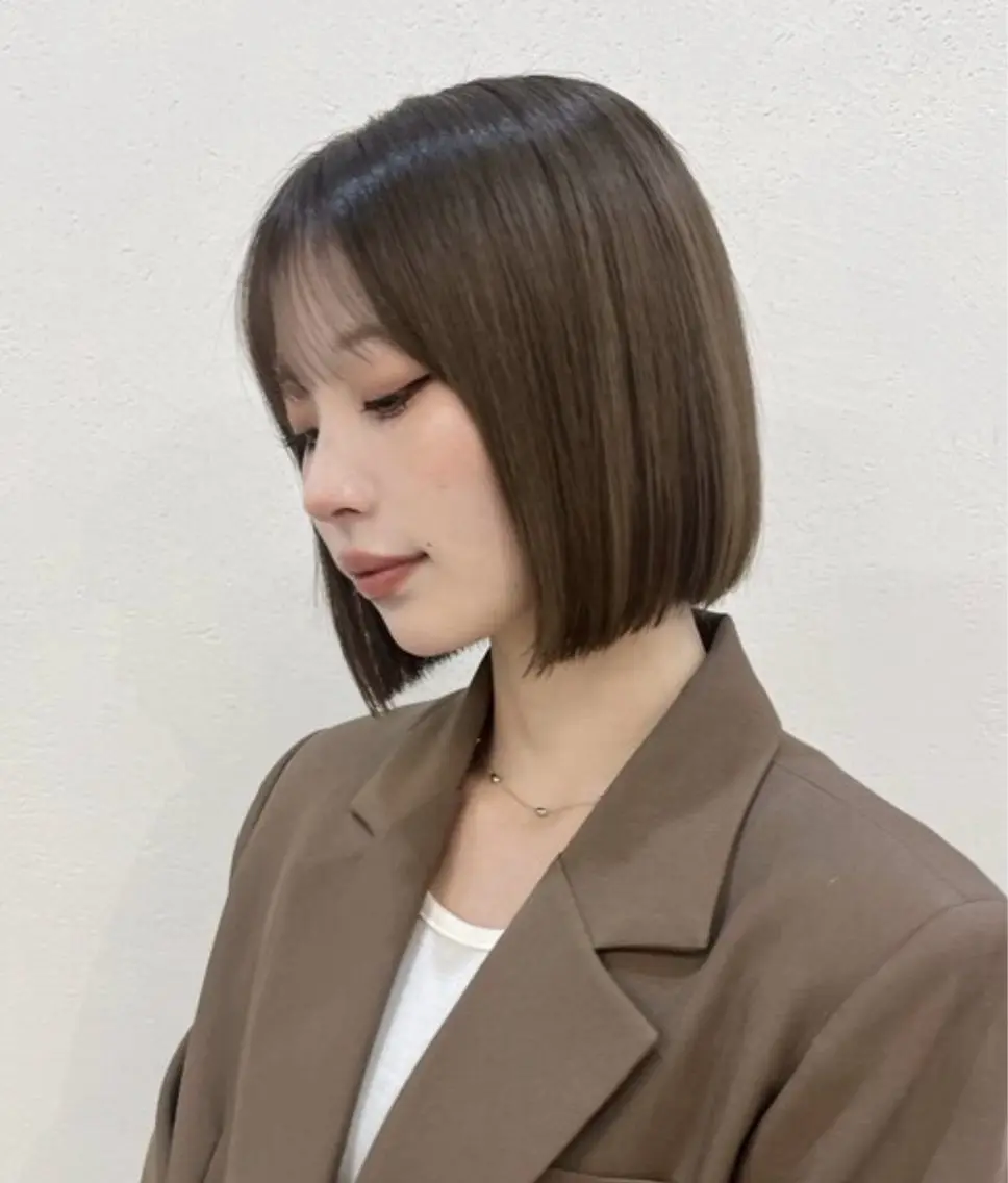 ミディアム カット ヘアカラー 福岡美容師 透明感カラーのヘアスタイル