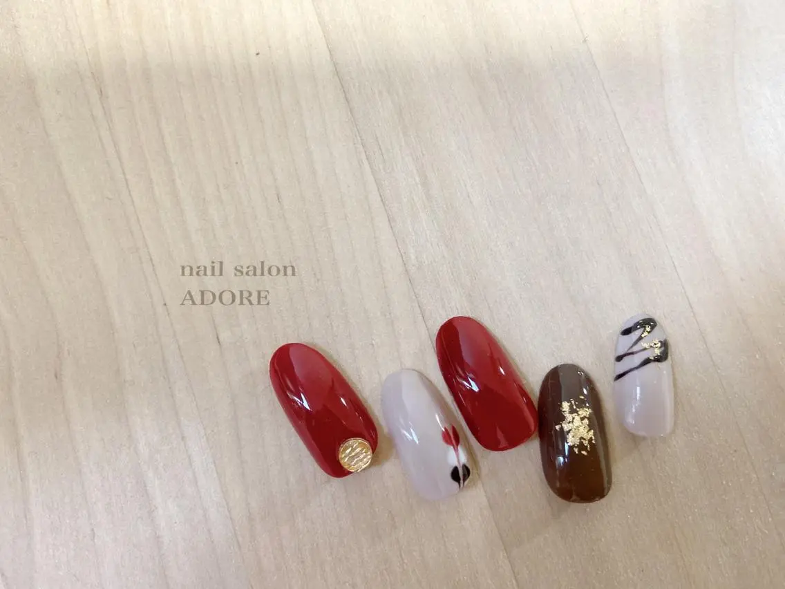 ネイル クリアネイル ミラーネイル ニュアンスネイル バレンタイン Adore nailのネイルデザイン