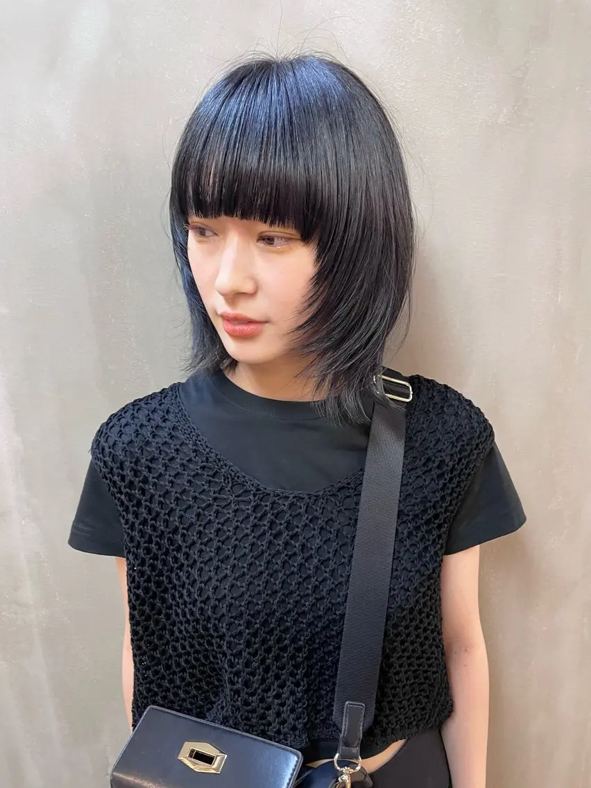 ミディアム カラー パーマ ヘアアレンジ メンズ ブルーカラー tatsumi/ボブ ウルフ/レイヤーのヘアスタイル