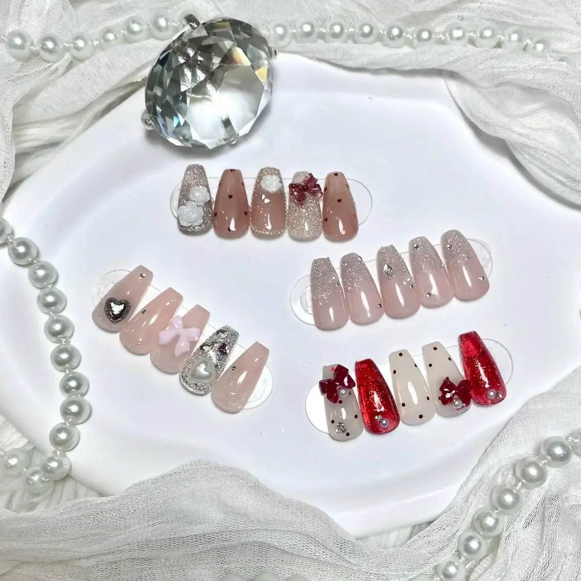 ネイル アートネイル フラッシュネイル フレンチネイル ジェルネイル ガラスフレンチ M2 BEAUTY Rikaのネイルデザイン