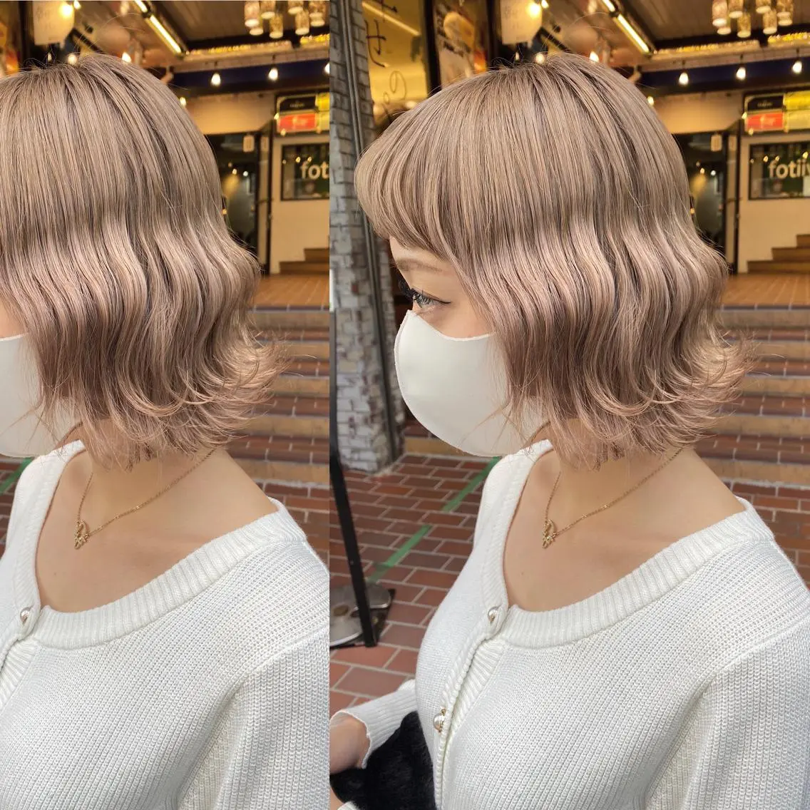ミディアム カラー カット ヘアカラー トリートメント ツキノキ ミナのヘアスタイル