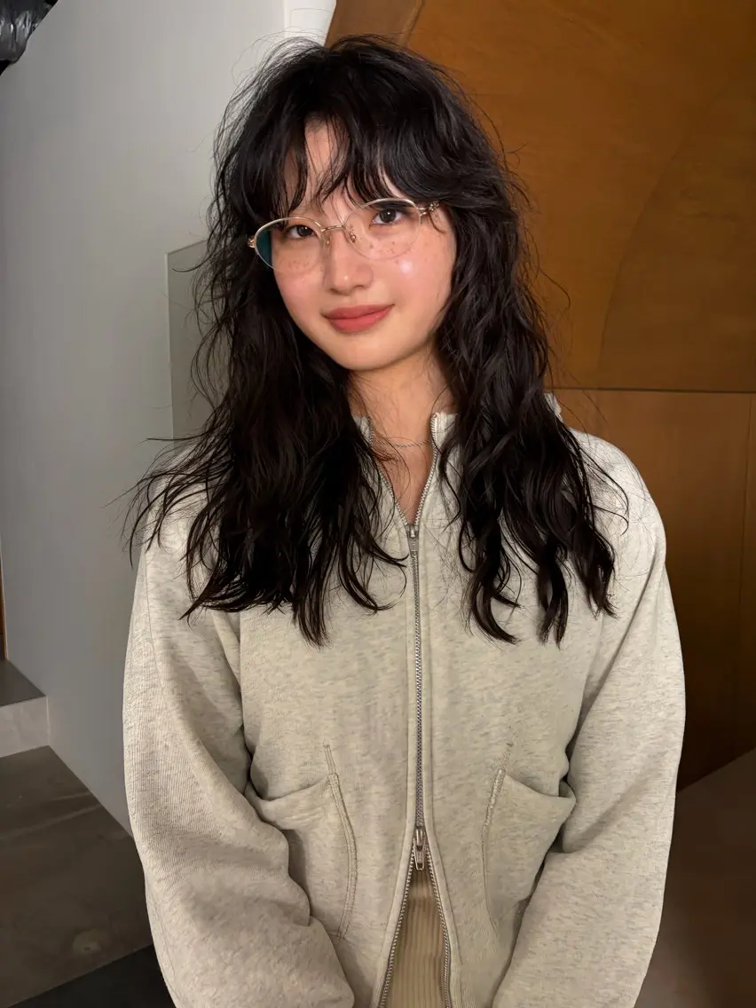 ロング カット パーマ 藤原 直希のヘアスタイル