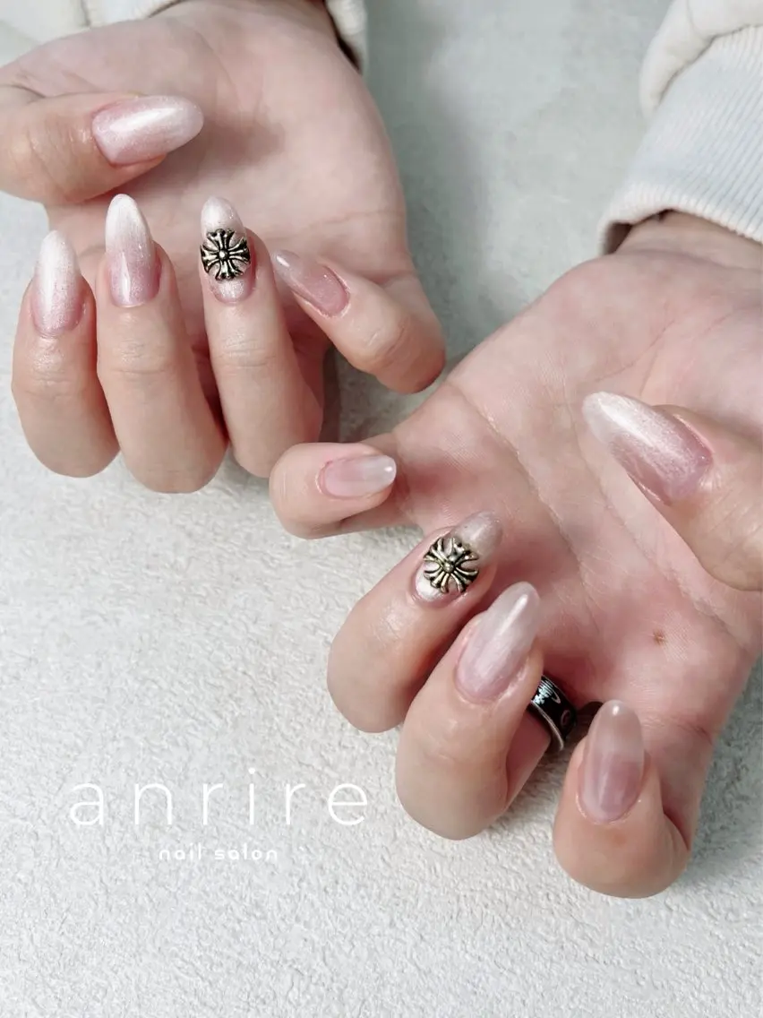 ネイル 長さ出し ジェルネイル ロングネイル マグネットネイル マグネットワンカラー nailsalon anrireのネイルデザイン