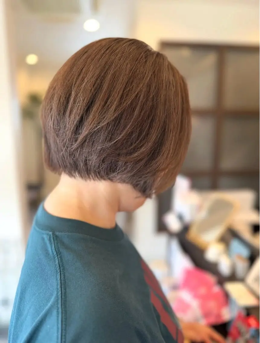 ショート カラー 丸みショート ハイライトカラー ハイライト ショートヘア 宇治／美容師 Eclat/合場🍎のヘアスタイル