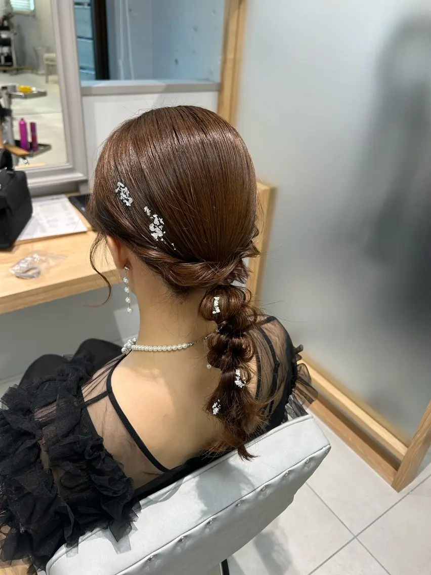 ヘアアレンジ ヘアセット 暖色カラー/アレンジ /束間まつげ🌼のヘアスタイル