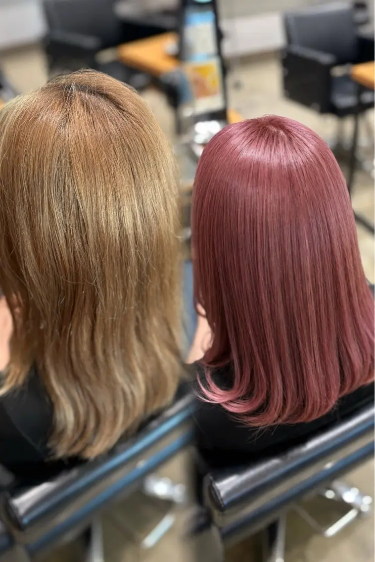 ミディアム カラー ピンクカラー ヘアカラー くろだ かなのヘアスタイル