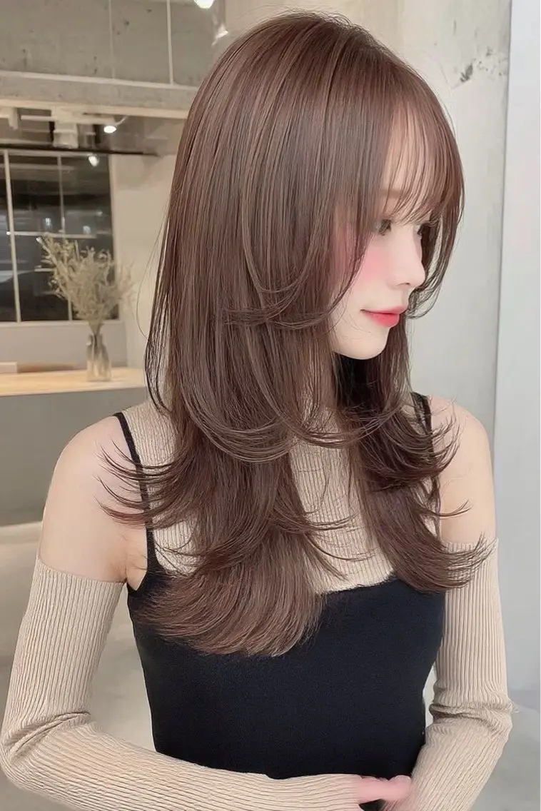 セミロング カラー ヘアカラー 韓国×艶ハイトーンが かわいい✨️リオ🍒のヘアスタイル