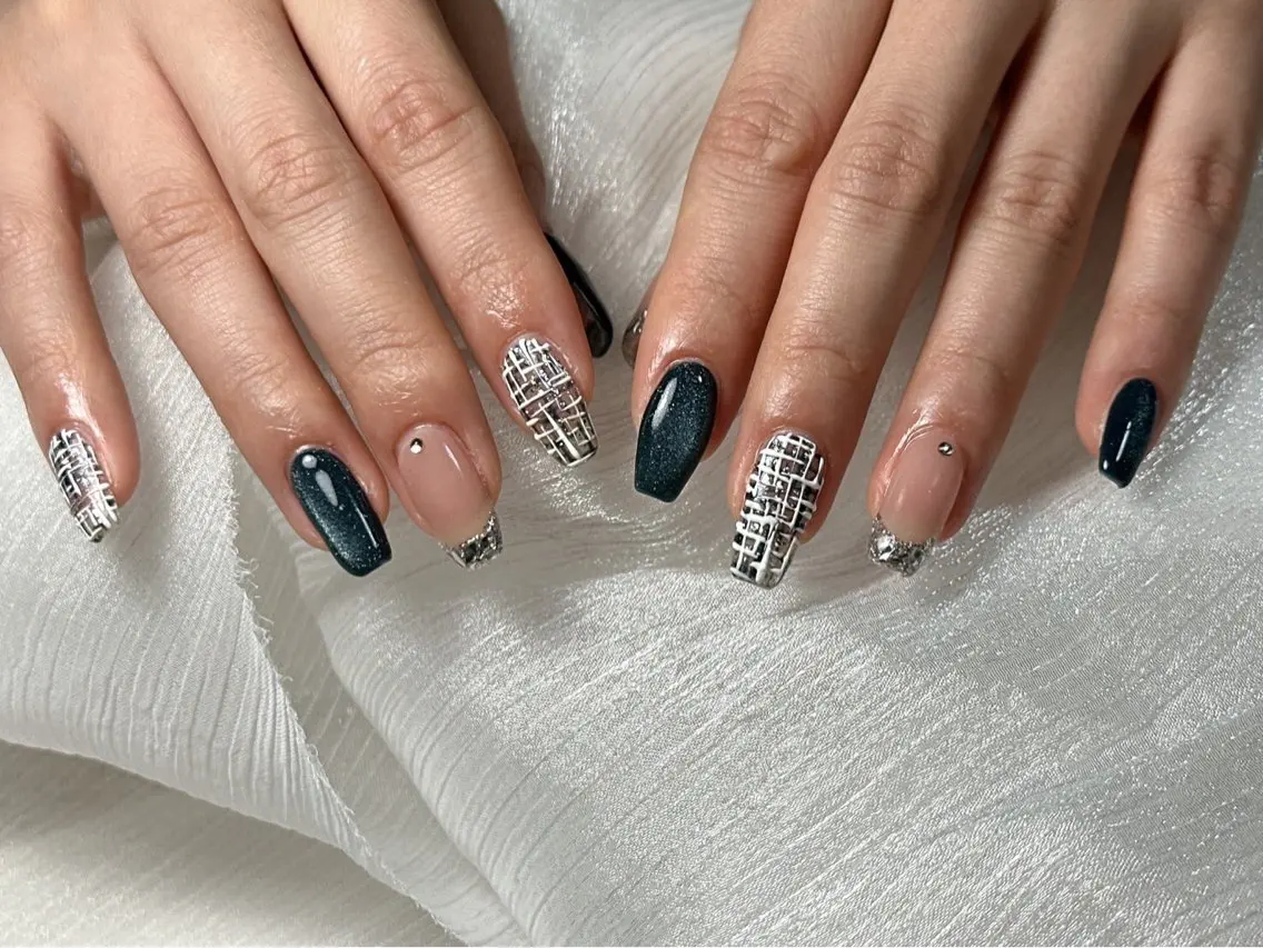 ネイル ツイードネイル ハンドネイル kiki nail &brow二子玉川のネイルデザイン
